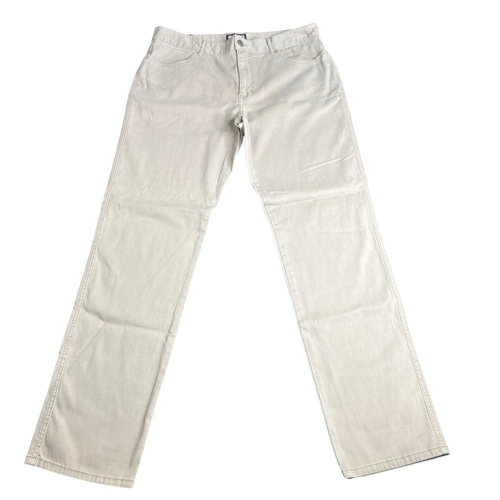 Johnnie-O West Coast Prep Mens 36x34 Straight Leg Pants Beige Cotton Stretch